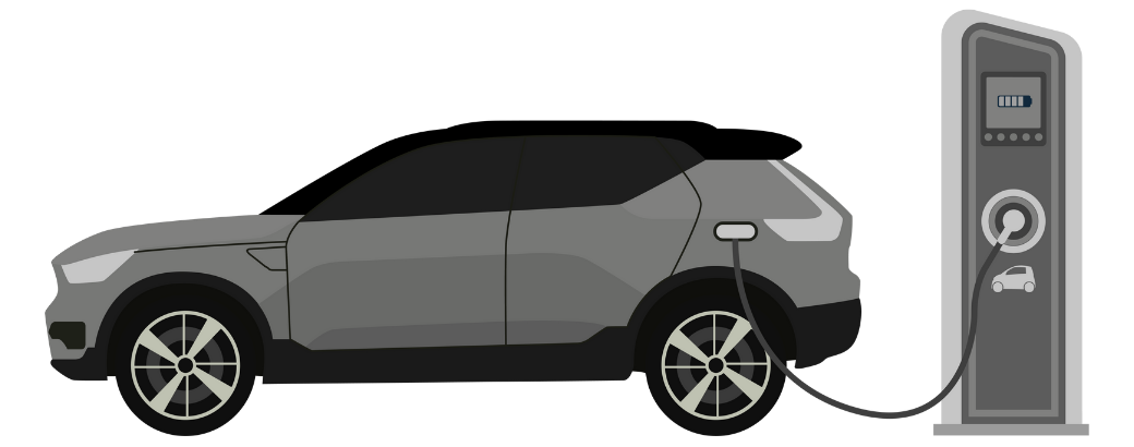 Electric Vehicle SUV Charging at Station